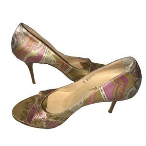 Cole Haan Silk Paisley Multi-Color  Print Open Toe pumps Heels